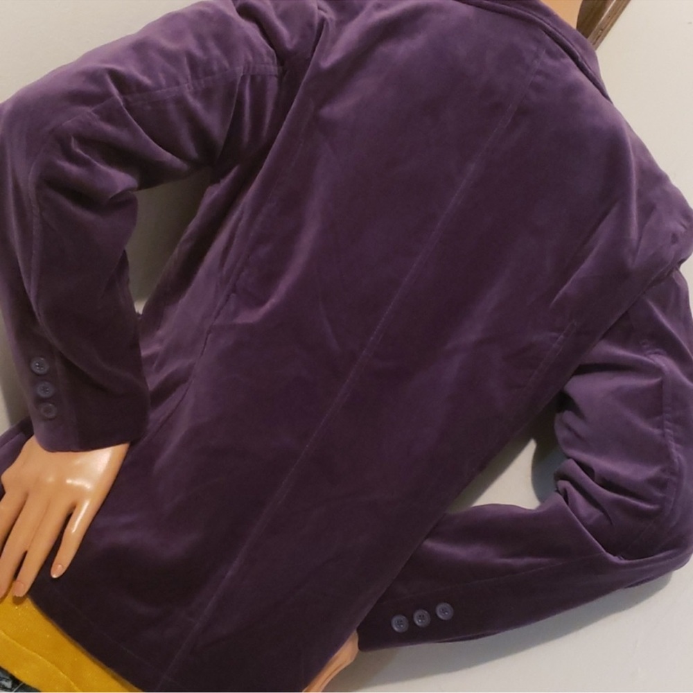 Denim&Co Purple Velvet Blazer Jacket - Picture 4 of 6